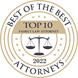 Best of the best attorneys badge for top 10 family law attorney 2022